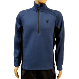 NWT Spyder Outbound Half Zip Core Sweater Size S, 507380-414 Blue/Black MSRP $99